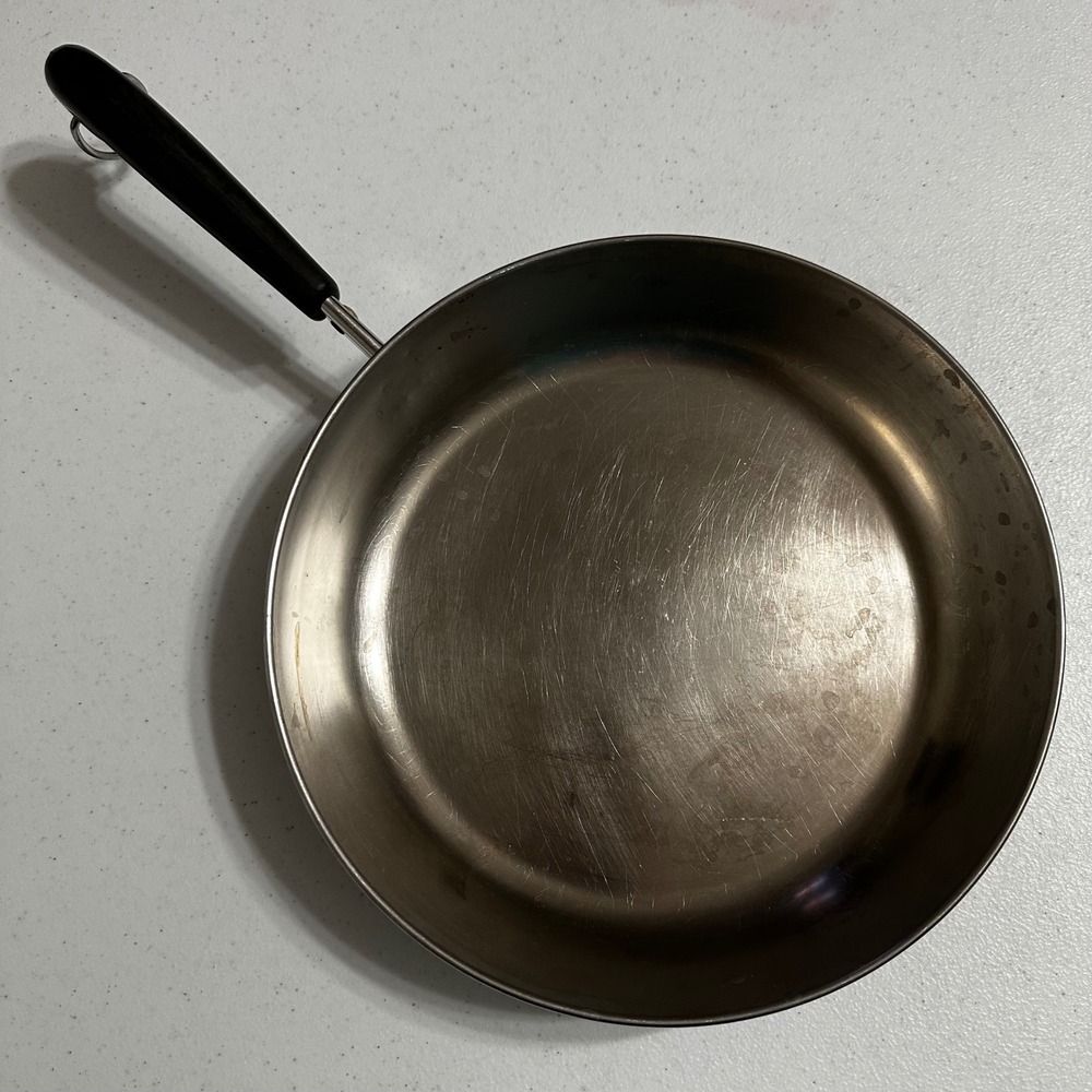 Revere Ware VTG 10 Inch Skillet‎ Copper Bottom Stainless Steel Frying Pan 1801